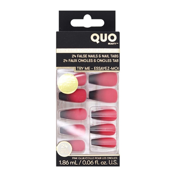 Quo Beauty Limited Edition Halloween Collection Red & Black Ombre Faux Nail Set - Picture 1 of 7